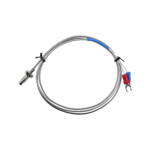 K type temperature sensor probe for PID Temperature Controller Box With Thermostat 110V Solid State Relay SSR 25DA, coiled wire close-up.