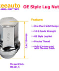 Beefy 24 Piece M14x1.5 Lug Nuts Replacement For Silverado Tahoe Suburban Escalade XT5 XT6 Chrome 7 8 Hex 1.77 Inch OAL