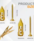 Drywall Anchors With Screws Kit 2026 Upgraded Direct Insertion Expansion Self Drilling, dimensions and components shown