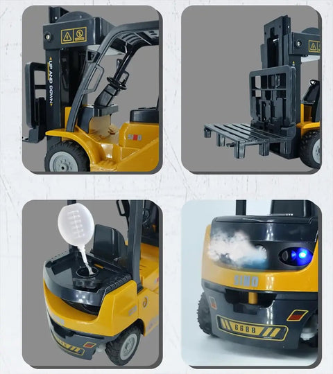 Remote Control Forklift With Flatbed Truck 11 Channel RC Crane Toy With Realistic Lights And Sound Lit 2 In 1 Lift Fork And Hook