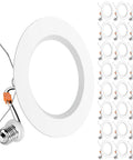 Top Tier 6 Inch Slim Led Recessed Downlights 24 Pack With 5Cct Tunable Warm To Cool Bulbs, showing single downlight and multiple units.