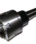 Three Inch Three Jaw Self Centering Lathe Chuck MT2 Shank Rotating Triple Ball Bearing Built Tough From Hardened Carbon Steel
