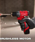 Subcompact Brushless Cordless Drill Driver With A Metal 3 8 Inch Chuck And Dual Speed Gears Built For Tight Corners And Hefty Job Sites Where Pros Want A Rock Solid Bare Tool Setup drilling into wood.