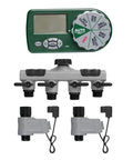 Automatic Yard Watering System With Four Station Sprinkler Setup Large Digital Display and manifold components