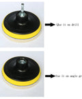 4 Inch Wool Felt Polishing Pad Buffing Wheel Kit for Drill, shown with attachments for drill and angle grinder use
