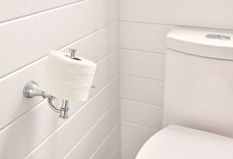 Belfield Chrome Pivoting Toilet Paper Holder With Easy Mount System Sturdy Metal Post Sleek Reflective Finish For Any Bathroom