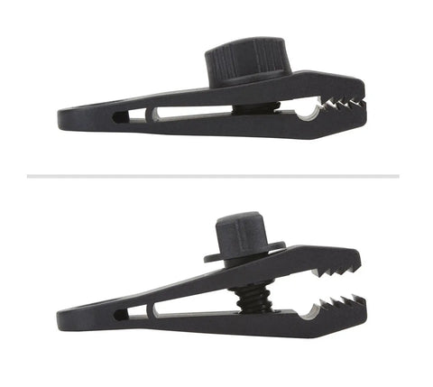 Heavy Duty Tarp Clips With Lock Grip Alligator Clamp For Tough Holding Power Multipurpose Tarp Tie Downs 12 Pack side view