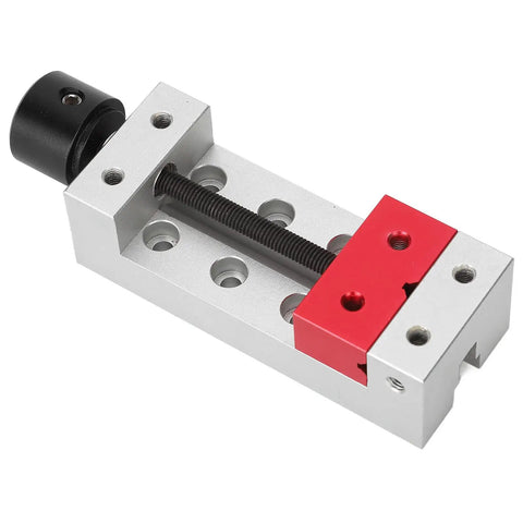 Compact Aluminum Mini Bench Vise For Woodworking Hobbyists, A Handy Little Table Clamp With 50mm Jaw Range, 123mm Overall Length, 20mm Mount Hole Distance, Ideal For Engraving, Drilling, And Small Repairs, red jaw pad