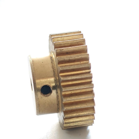 Side view of Beefy 0.5 Module Copper Spur Gear 76 Teeth Step Cylindrical Gear with 3mm Bore for CNC Robotics Systems