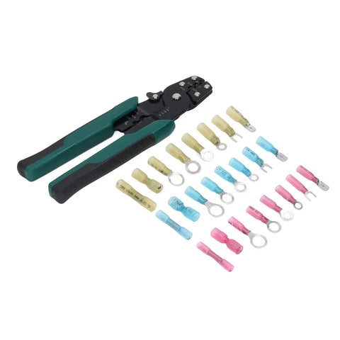 Top Tier PVC Insulated Ferrule Crimping Tool Kit For Electrical Wire Connections AWG 22-10 With Heavy Duty Butt Connectors, crimper and terminals
