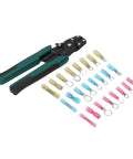 Must-Have Self-Adjustable Ratchet Ferrule Crimping Tool Kit For AWG 22 To 10 Wires, Comes Loaded With 200 Insulated Electrical Connectors And Snazzy Storage Box Perfect For Marine Automotive Hobbies, crimper and color-coded terminals