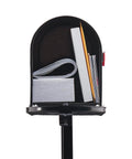 Decorative Scroll Mailbox And Post Combo In Black Galvanized Steel Medium Capacity For Ample Delivery Space All In One Install Kit interior view