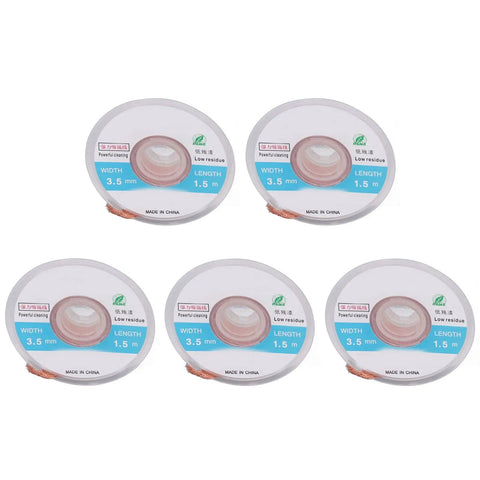 Five-piece set of Desoldering Solder Wick Braid For Easy PCB And BGA Cleaning, 3.5 mm wide by 1.5 m long, copper wire spools