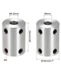6mm to Quarter Inch Bore Rigid Shaft Coupling With Set Screws Aluminum Alloy 25mm Length 18mm Outside Diameter Connector, silver