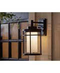 Outdoor Black LED Wall Light For 4 Inch Electrical Box Weather Resistant Medium Sconce With 387 Lumen Output