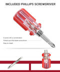 Included Phillips screwdriver in 100 PC ATV Fastener Kit For Yamaha Grizzly And Rhino, dual-ended tool, clear red handle