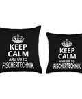 Keep Calm And Go To The Slopes Throw Pillow Souvenir For Skiers And Snowboarders A Funny Mountain Vacation Gift For The Whole Crew To Decorate Your Lodge Or Home After A Big Run. black spun-polyester throw pillow, double-sided print