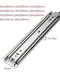 Beefed Up Heavy Duty Soft Close Drawer Slides With Lock, Push To Open Drawer Runners, dimensions labeled for various sizes