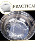 High Temp Aluminum Pot Repair Patches For Cookware Leak Fix applied inside a stainless steel pot with water, 20 sheets shown.