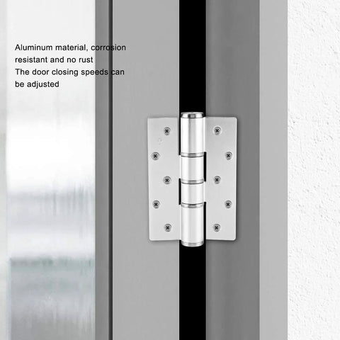 E Type Concealed Door Hinge With Hydraulic Automatic Closing And Damping Aluminum Construction Adjustable Speed Silent Operation Ideal For Interior Doors And Cabinets Rust Resistant Heavy Duty Door Closer Hinge installed on door frame