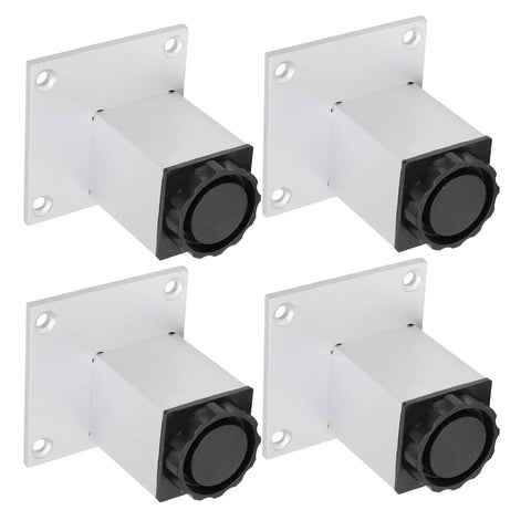 Adjustable Aluminum Alloy Cabinet Leg Set Four Piece With 15mm Height Adjustment, square design, side view