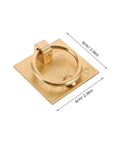 Vintage Brass Cabinet Pull Handle Set With Drop Ring Knobs, thick pure brass pulls, 6cm square Chinese style hardware.