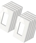 10 Pack Screwless Decorator Outlet Wall Plates Glossy Off White 1 Gang Switch Cover H4.69 X W2.91 Inches, easy clean, modern look