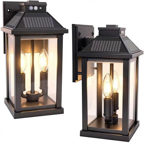 Super Bright Solar Porch Lights With Smart Motion Sensor Sconce Natch Kicks On Yard Fence And Patio for outdoor wall lighting.