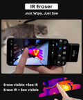 IR Eraser feature on a Dual Lens Android Thermal Camera with IR Eraser, 512x384 Sensor displaying heat and details on screen.