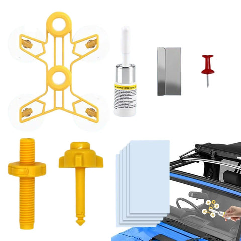 Windshield Crack Repair Kit for Cars, Quick Glass Fix Tool for Auto Glass, including resin, cap, and repair accessories
