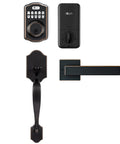 Keyless Door Lock With Handle In Oil Rubbed Bronze 6 Codes For Quick Access showing front and back components