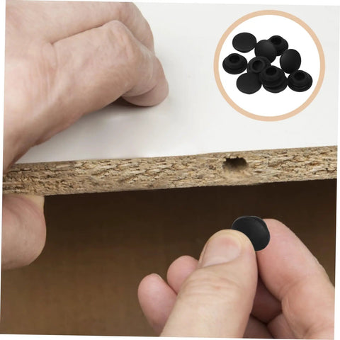 Get This Sweet Silicone Screw Plug Kit With A Cool Slot Design For Furniture And Cabinets And Ensure It Stays Put While Adding Style To Home Decor Today black silicone screw hole plug on chipboard