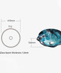 Bathroom Vessel Sink, Flower Shape Blue Vanity Sink Bowl, Countertop Tempered Glass Vessel Sink Combo For Bathrooms, 470mm diameter.