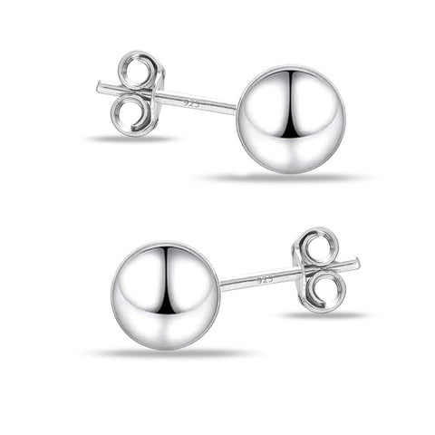 Sterling Silver Ball Stud Earrings 5mm For Women Hypoallergenic Lightweight Classic Round Studs 925 Certified Earrings For Sensitive Ears Everyday Minimalist Jewelry, 925 back view
