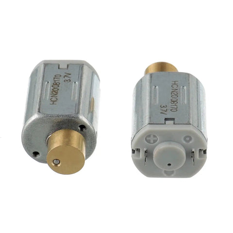 Tiny DC Vibration Motor Set 3V 8000 RPM Two Pack Pocket Size Micro Vibrating Motors For DIY Gadgets And Projects High Speed Portable Quiet Yet Powerful showing both sides of the motor