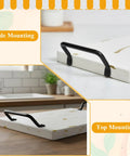 Heavy Duty Matte Black Iron Pulls For Cutting Boards And Serving Trays 8 Pack Cabinet Hardware side and top mounted on trays.