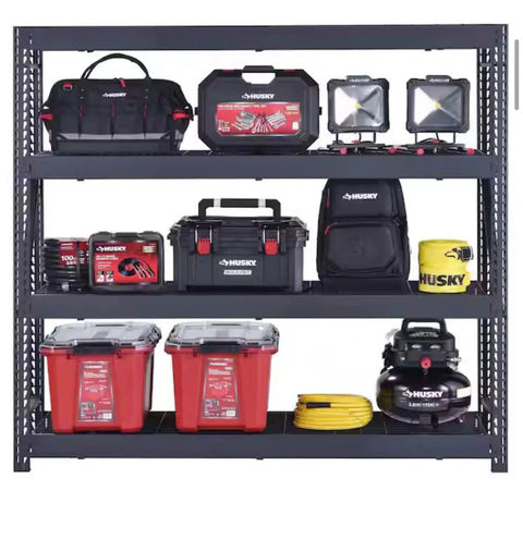 Industrial Steel Garage Shelving Unit Featuring Heavy Duty Metal Storage Rack With Adjustable Tier Layout For Badass Workshop Organization And Insanely Heavy Load Support