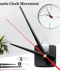 Five Pack DIY Wall Quartz Clock Movement Mechanisms With White Hands Replacement Repair Kit for clocks, black case, and hands shown