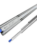 Heavy Duty Drawer Slides Built Tough As Nails Featuring Three Fold Lock Mechanism and Full Extension Glide rated for 300 lb haul.