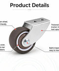 Hella Smooth Silent TPE Fixed Caster Wheels Two Pack Built Like Iron Black Nonmarking Heavy Duty Rollers with steel bracket.
