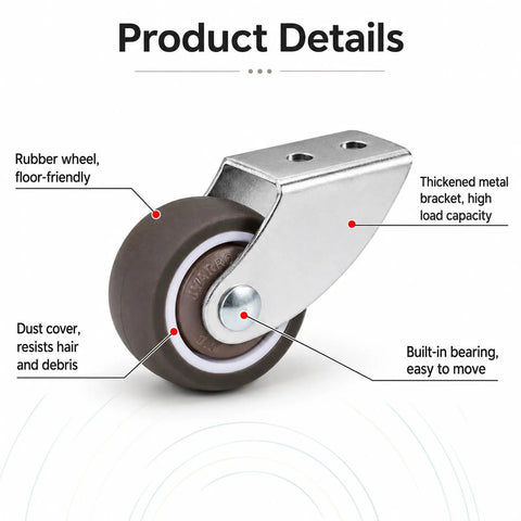 Hella Smooth Silent TPE Fixed Caster Wheels Two Pack Built Like Iron Black Nonmarking Heavy Duty Rollers with steel bracket.