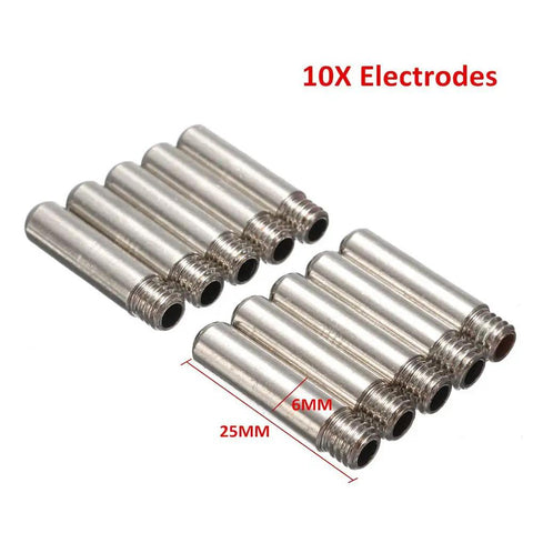 10 electrodes from 26Pcs PL60 Plasma Torch Accessories Kit For LTP5000 And LTPDC2000, 25mm length, 6mm diameter