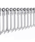 12 Piece Ratchet Spanner Set 8 To Nineteen Millimeters Flexible Wrench Kit For Auto Repair Durable Matte Finish Hand Tools