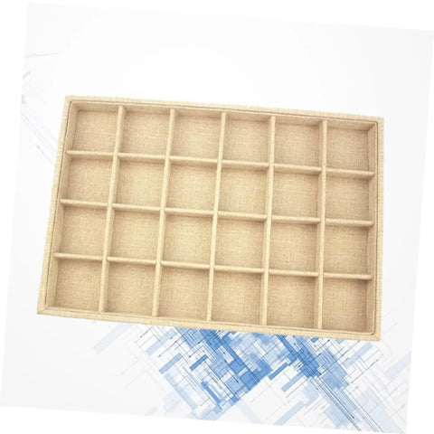 Switch Up Your Desktop Jewelry Tray With Adjustable Grid Dividers For Earrings And Rings Premium Sackcloth Organizer visible grid layout.