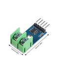 Front view of MAX6675 Thermocouple Module With K-Type Sensor For Arduino, SPI Interface, showing pin connectors and green screw terminals.