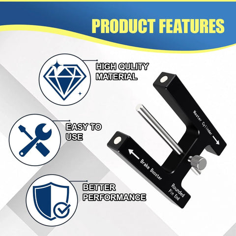 Craedli brake booster push rod adjustment tool, black aluminum magnet length gauge with adjustable pins