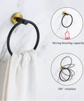 Black gold towel ring from 5 Piece Black Gold Bathroom Hardware Set With 16 Inch Towel Bar, Towel Ring, 2 Towel Hooks And Toilet Paper Holder, Dope Wall Mounted Bath Accessories For Modern Vibe And Durable Stainless Steel Build