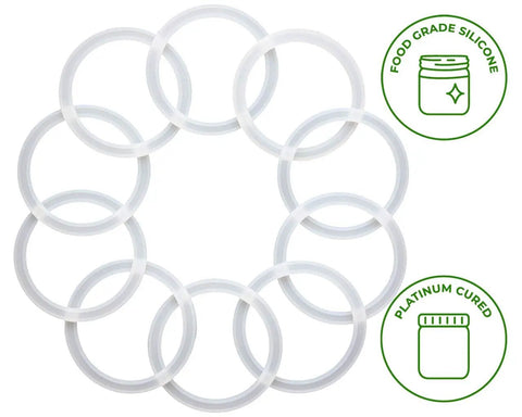 10 Pack Wide Mouth Platinum Silicone Sealing Rings Gaskets For Mason Jar Lids Leak Proof And Air Tight Reusable Seals Durable Fits 3 Inch Wide Mouth Jars For Fresh Food Storage And Easy Preserving, 10 clear silicone rings for 3-inch wide mouth mason jars