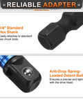 Impact Driver Socket Adapter Extension Set 4 Piece Half Inch Square Drive To Quarter Inch Hex Shank Universal Fit