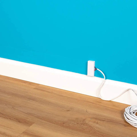 Ultra Flat Adhesive Speaker Wire 16 Gauge 2 Conductor 100 Foot White Spool for concealed installations along wall and floor